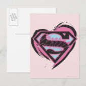 Carte Postale Logo rose Supergirl dans le coeur (Devant / Derrière)