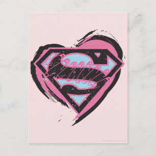Carte Postale Logo rose Supergirl dans le coeur