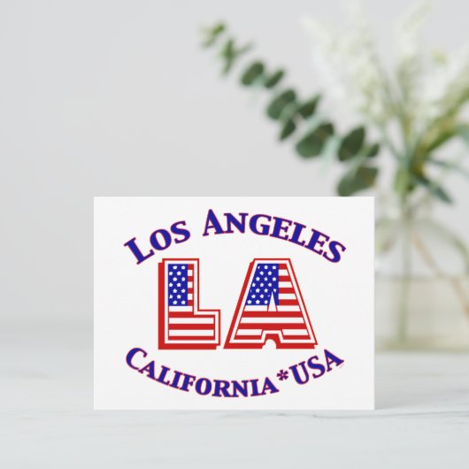 Carte Postale Logo rouge, blanc et bleu patriotique de Los Angel (Debout devant)