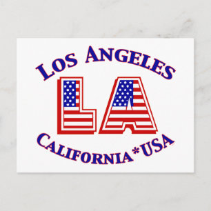 Carte Postale Logo rouge, blanc et bleu patriotique de Los Angel