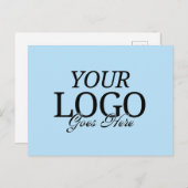 Carte Postale Logo simple de la société Blue avec code QR d'entr (Devant / Derrière)