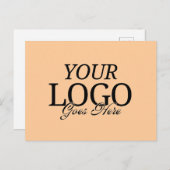 Carte Postale Logo Simple Peach Company avec QR Code Business (Devant / Derrière)