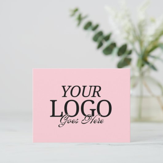 Carte Postale Logo Simple Pink Company avec QR Code Business (Debout devant)