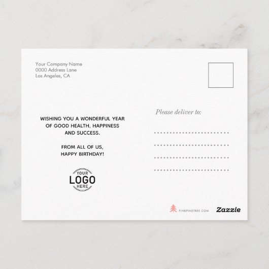 Carte Postale Logo Simple Script Black Business Joyeux anniversa (Dos)