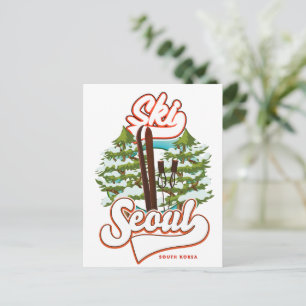Carte Postale logo ski Séoul Corée du Sud