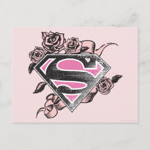 Carte Postale Logo Supergirl avec Rose