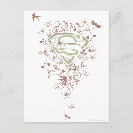 Carte Postale Logo Supergirl Green Floral (Devant)