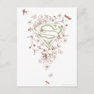 Carte Postale Logo Supergirl Green Floral