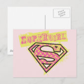 Carte Postale Logo Supergirl Grunge Rose (Devant / Derrière)