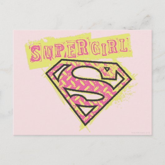 Carte Postale Logo Supergirl Grunge Rose (Devant)