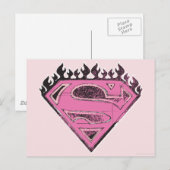 Carte Postale Logo Supergirl rose avec flammes (Devant / Derrière)