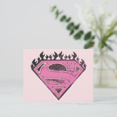 Carte Postale Logo Supergirl rose avec flammes (Debout devant)