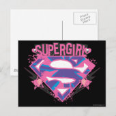 Carte Postale Logo Supergirl rose et violet Grunge (Devant / Derrière)