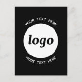 Carte Postale Logo Texte promotionnel Business Black Postcard (Devant)
