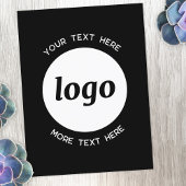 Carte Postale Logo Texte promotionnel Business Black Postcard