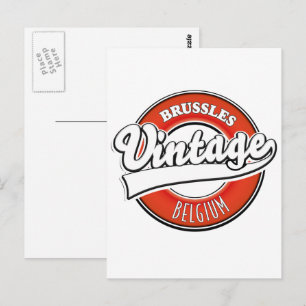 Carte Postale Logo vintage Bruxelles Belgique
