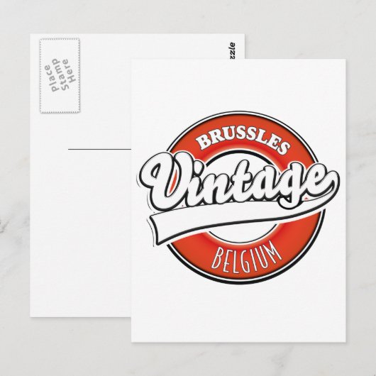 Carte Postale Logo vintage Bruxelles Belgique (Devant / Derrière)