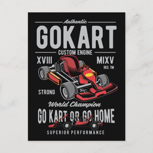 Carte Postale Logo vintage de course Go-Kart (Devant)