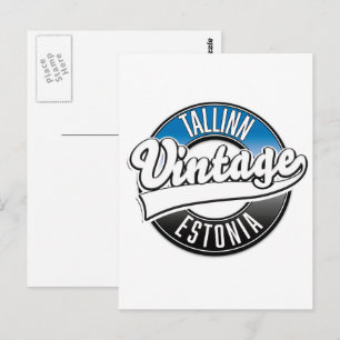 Carte Postale Logo vintage de Tallinn Estonie