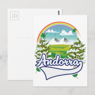 Carte Postale Logo voyage rétro Andorre