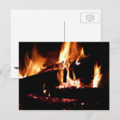 Carte Postale Logs dans la cheminée Photographie de feu chaud (Devant / Derrière)
