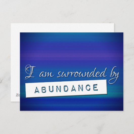 Carte Postale Loi bleue sur l'attrait Abondance Affirmation (Devant / Derrière)