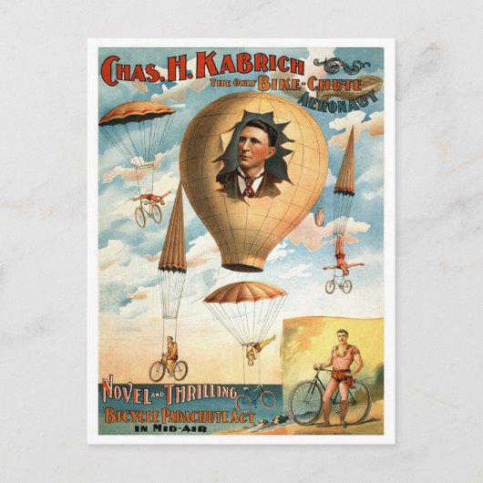 Carte Postale Loi de 1896 sur le parachute de bicyclette (Devant)