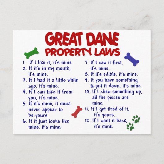 CARTE POSTALE LOI SUR LES BIENS DE GRANDE DANE 2 (Devant)