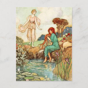 Carte Postale L'Oiseau Bleu : La reine Florina rencontre une fée