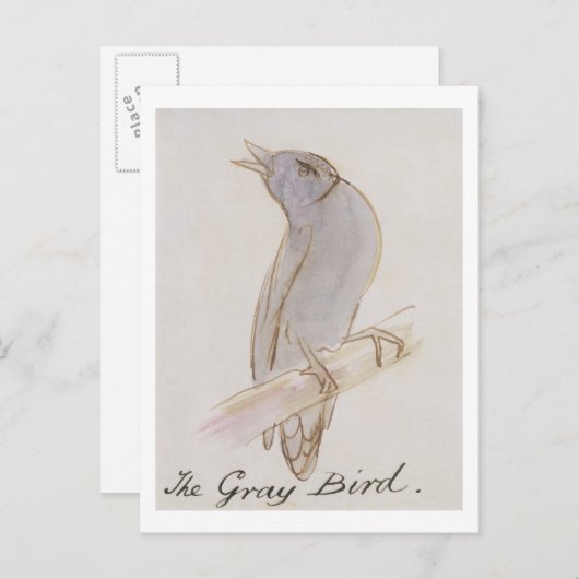 Carte Postale L'oiseau gris, de 'seize dessins de BIR comique (Devant / Derrière)