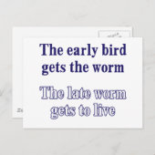 Carte Postale L'oiseau précoce obtient le ver. (Devant / Derrière)