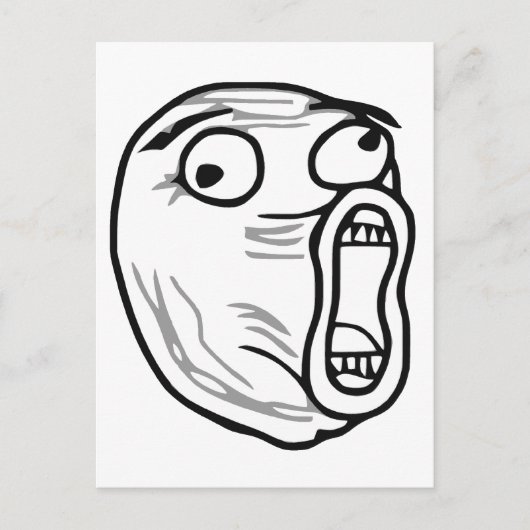 Carte Postale LOL Laugh Out Loud Rage Face Meme (Devant)