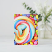 Carte Postale Lollipop Et Smarties Multicolores (Debout devant)