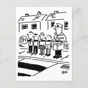 Carte Postale Lollipop Man utilise la Lollipop comme barrière de