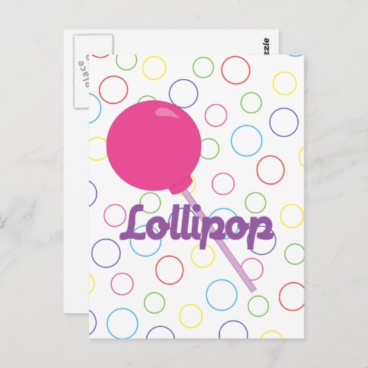Carte Postale Lollipop rose (Devant / Derrière)