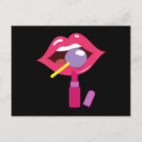 Lollipop rouge lèvres. Bonbon de maquillage rouge