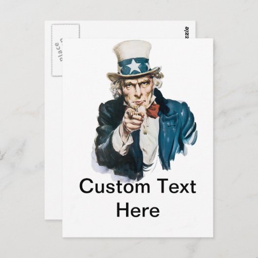 Carte Postale L'Oncle Sam I veulent que vous customisiez avec (Devant / Derrière)