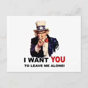 Carte Postale L'oncle Sam VEUT QUE TU ME LAISSES TRANQUILLE
