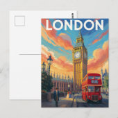 Carte Postale London Big Ben Vintage Art (Devant / Derrière)