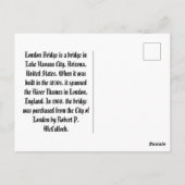 Carte Postale London Bridge, Lake Havasu, Az. (Dos)