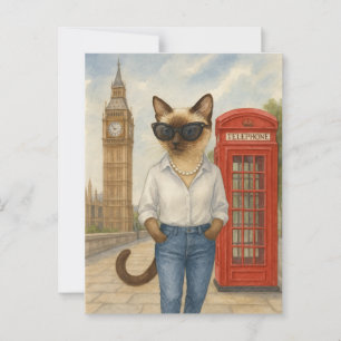 Carte Postale London Cat se promène à Londres Big Ben