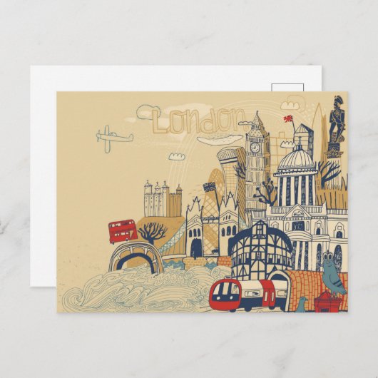 Carte Postale London Doodle Scene (Devant / Derrière)