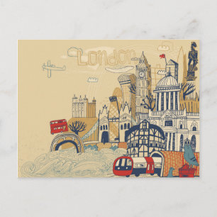 Carte Postale London Doodle Scene