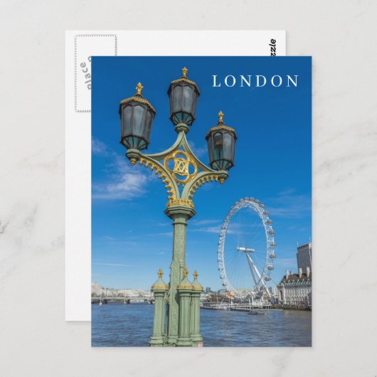 Carte postale London Eye et lampost (Devant / Derrière)