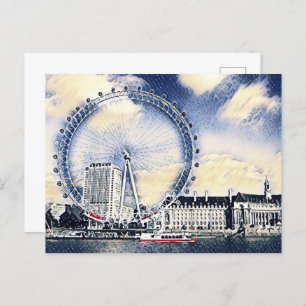 Carte Postale London Eye Watercolor