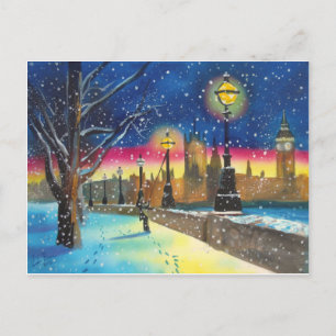 Carte Postale London lamplighter thames Gordon Bruce art