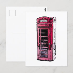 Carte Postale London Red Telephone Booth Iconic British Travel