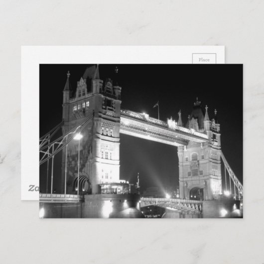 Carte Postale London Tower Bridge en soirée (Devant / Derrière)