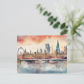 Carte Postale Londres Angleterre City Silhouette Aquarelle Peint (Debout devant)