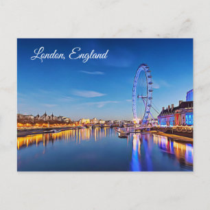 Carte Postale Londres, Angleterre, Ferris Wheel and Night Postca